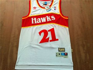 Maillot De Basket Eastern Atlanta Hawks Dominique Wilkins 21 Engrener Retro Blanc